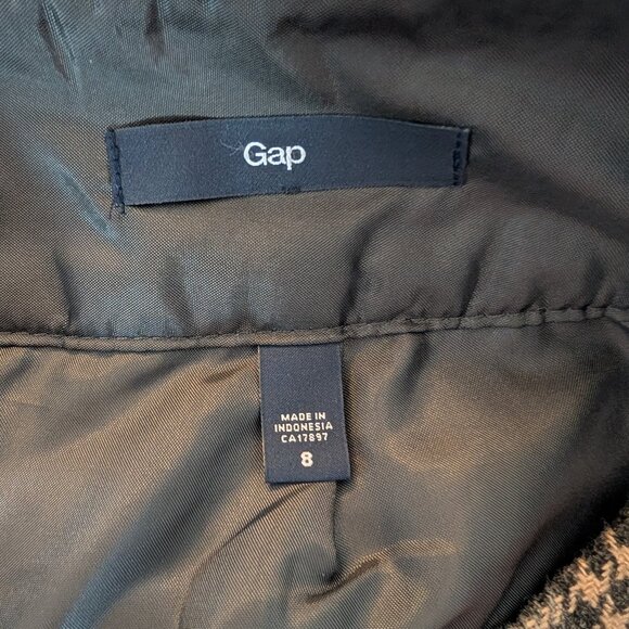 GAP Wool Blend Grey Plaid Mini Skirt Size 8 Academia Preppy Classic - Picture 3 of 12
